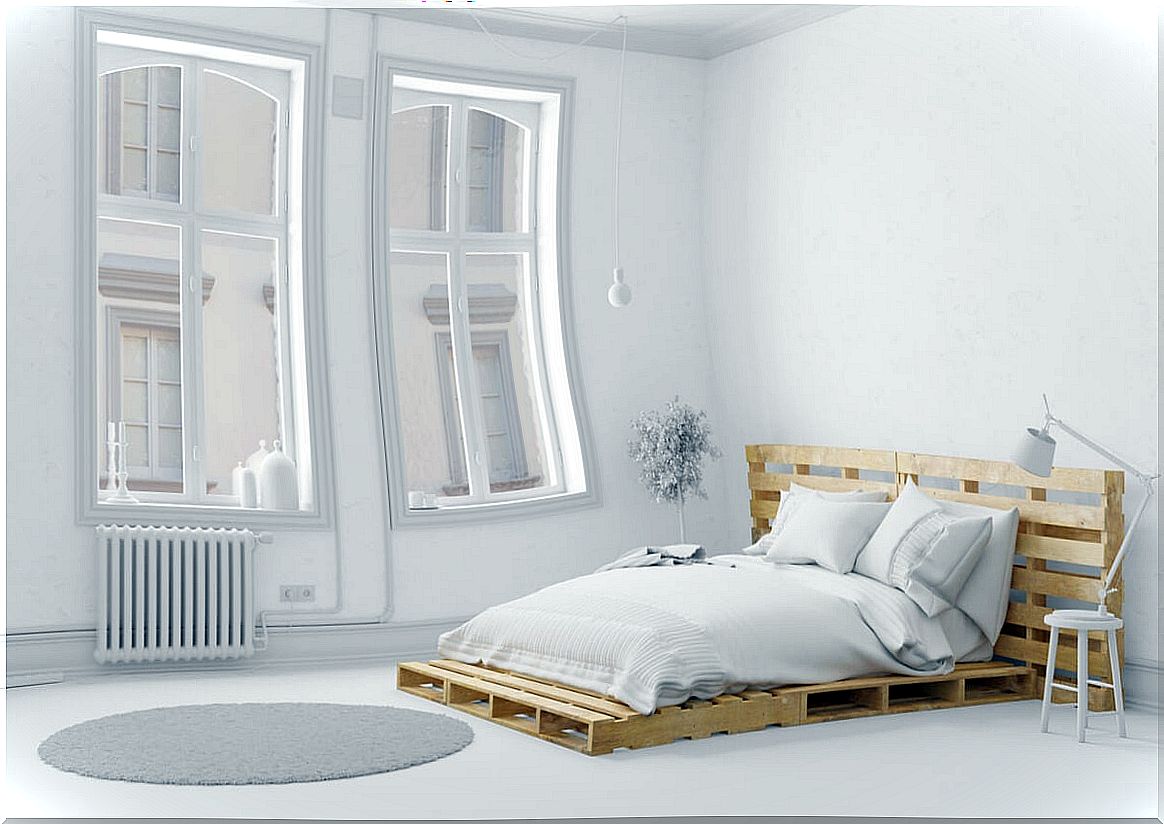 Minimalism in the bedroom according to feng shui.