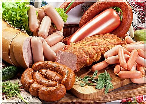 Processed meats such as sausages and sausages