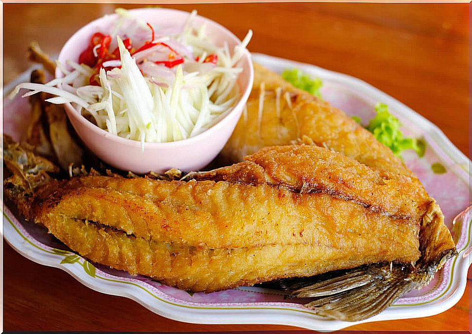 Fried fish.