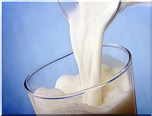 Glass of low fat milk