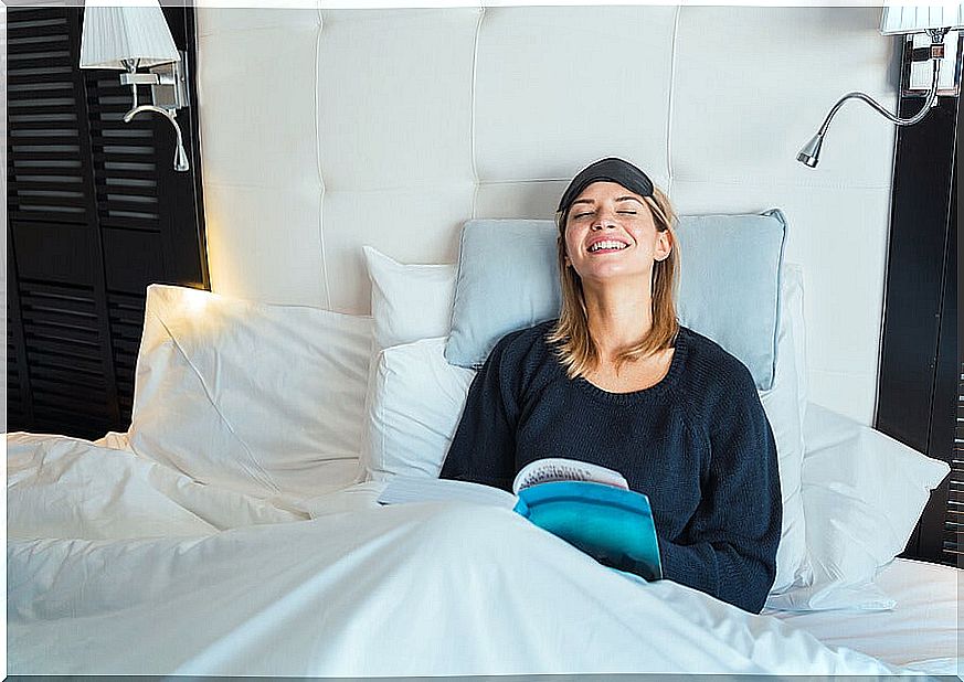 Woman keeping bed rest.