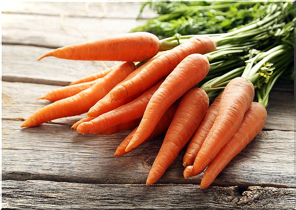 Carrots with beta carotene.