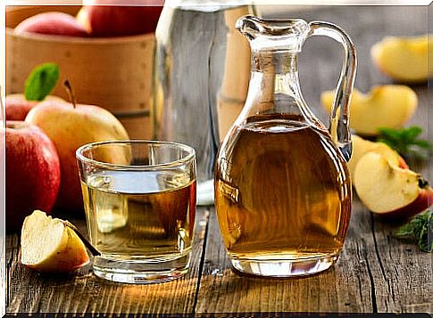 Apple cider vinegar with water.