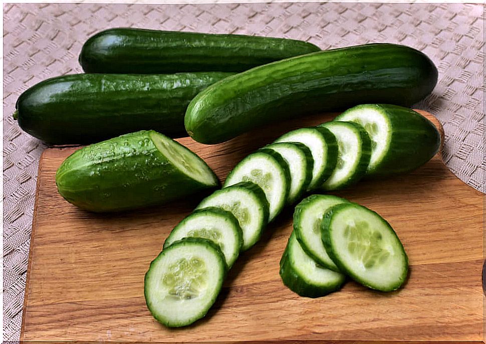 Cucumber cut into slices.