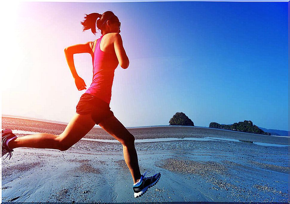 Woman running and training.